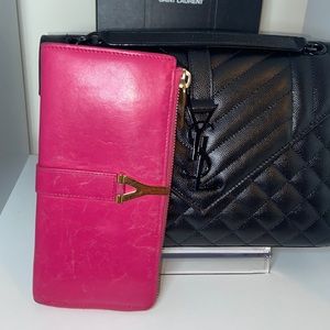 AUTHENTIC Yves Saint Laurent Y Ligne Zip Around Long Wallet